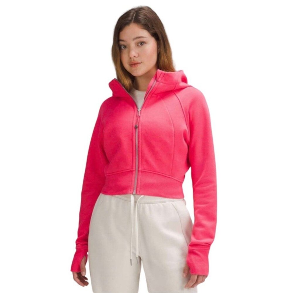 Lululemon Scuba Full Zip Cropped Hoodie In Lip Gloss Pink Size S/XS excellent - Picture 7 of 11